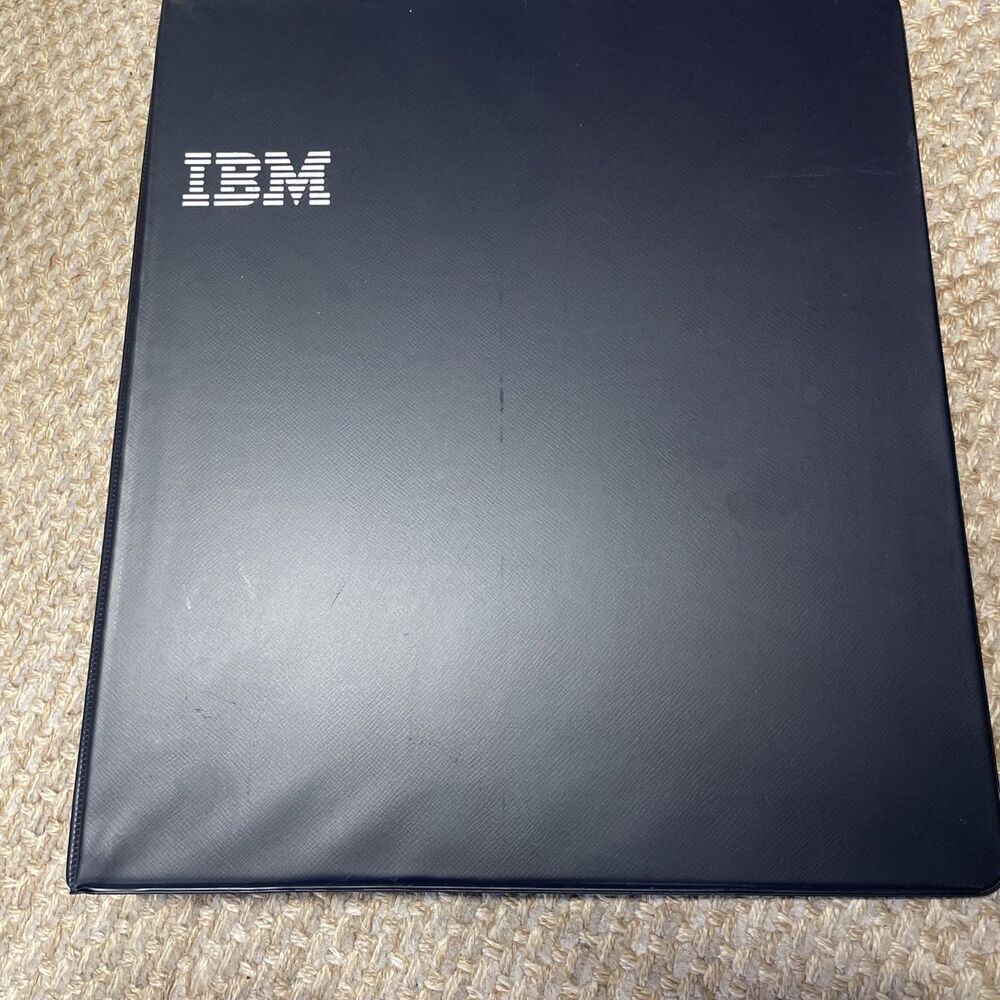 Vtg 1980s IBM Binder - 1" 3 Ring Navy Vinyl Computer Tech Silicone Valley ￼